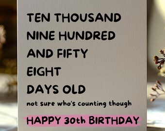Funny Digital Birthday Card for Her | 30th Birthday Card | Humorous Downloadable Greeting for Girls | Instant Download | Thirty Birthday BC7