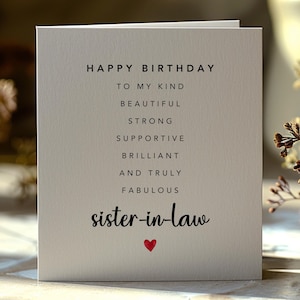 Carte d'anniversaire imprimable pour belle-soeur, jolie carte d'anniversaire de belle-soeur, avec poème d'amour, fabuleux cadeau d'anniversaire pour belle-soeur BC26
