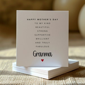 Meilleure carte de fête des mères grand-mère imprimable, de la petite-fille, jolie carte de voeux fête des mères heureuse à la meilleure grand-mère, message poème, MDS24