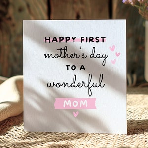 Imprimible 1a Tarjeta del Día de las Madres Nueva Mamá, Feliz Primera Tarjeta del Día de las Madres Nueva Mamá, Primer Regalo del Día de las Madres para ella, Primer Hijo, Nueva Madre MD35