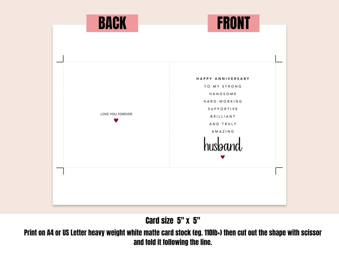 Romantic Anniversary Card for Husband With Poem, Printable Greeting for ...