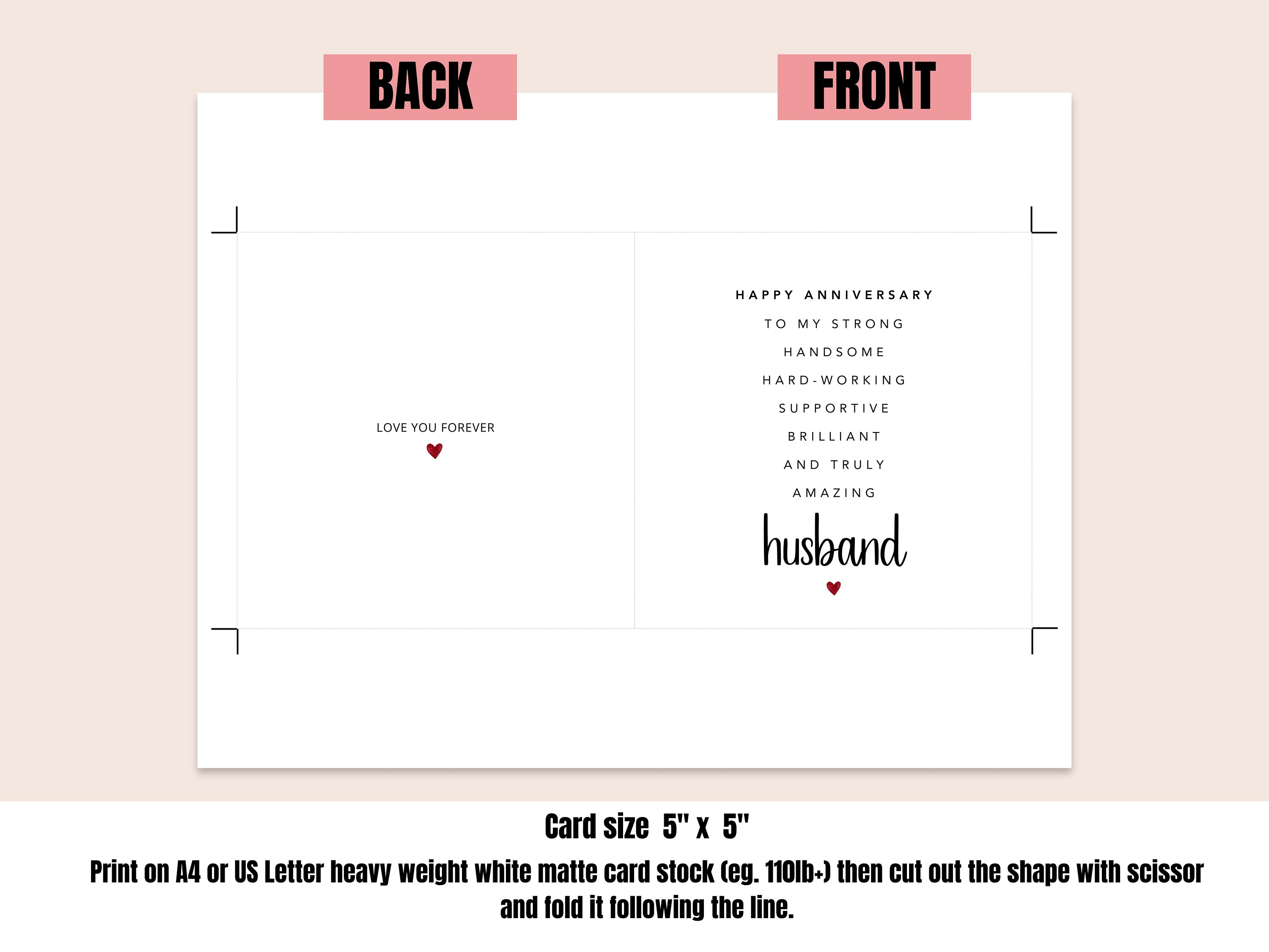 Romantic Anniversary Card for Husband With Poem, Printable Greeting for ...
