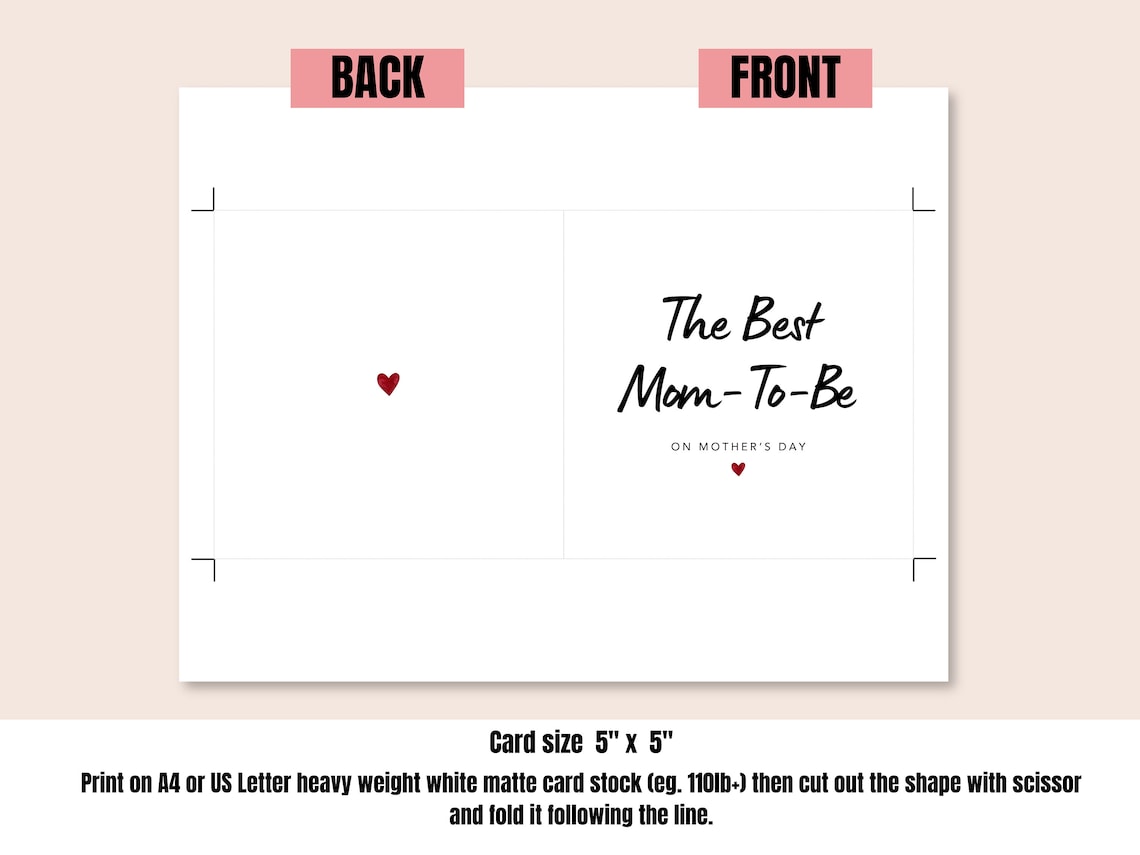 Printable Mom-to-be Mother's Day Card, Happy Mothers Day Gift for ...