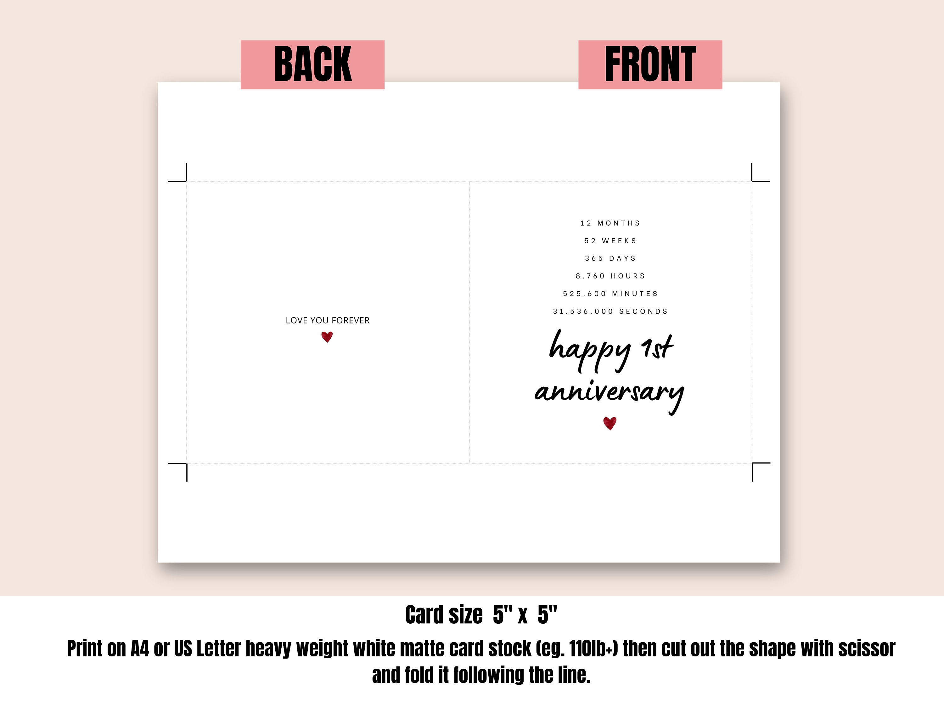 Printable 1st Anniversary Card, for Husband, First Anniversary Gift ...