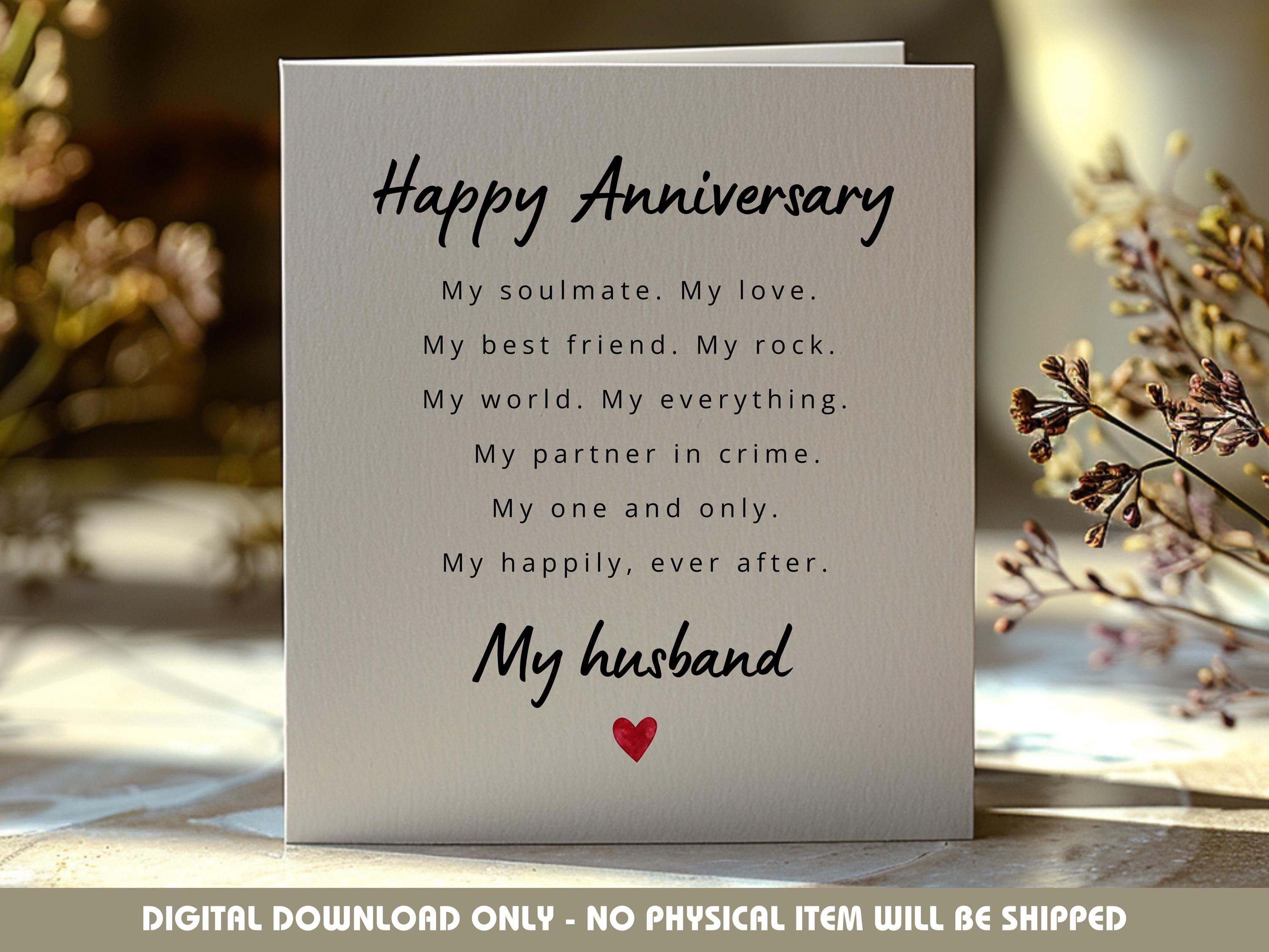 Husband Anniversary Card, Printable Poem Card for Best Husband, Love ...
