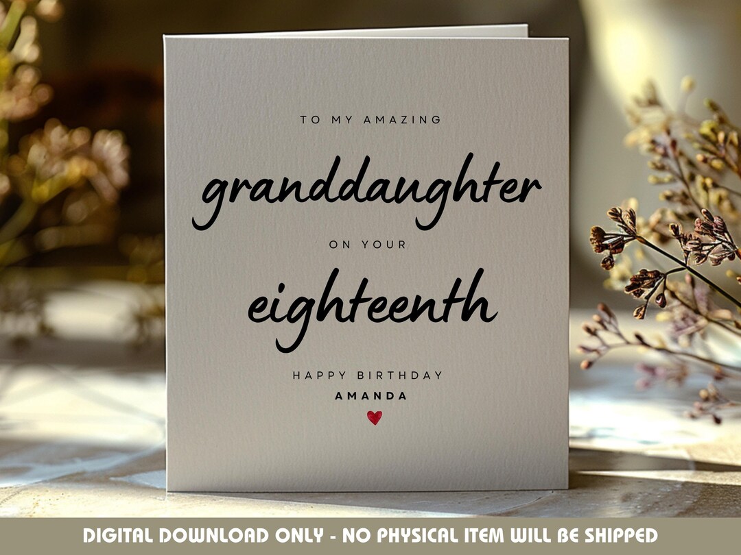 Personalized Granddaughter 18th Birthday Card, 18 Years Old ...