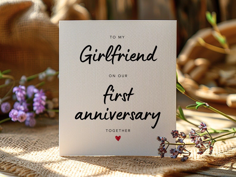 Printable First Anniversary Card, 1st Anniversary Card for Girlfriend ...