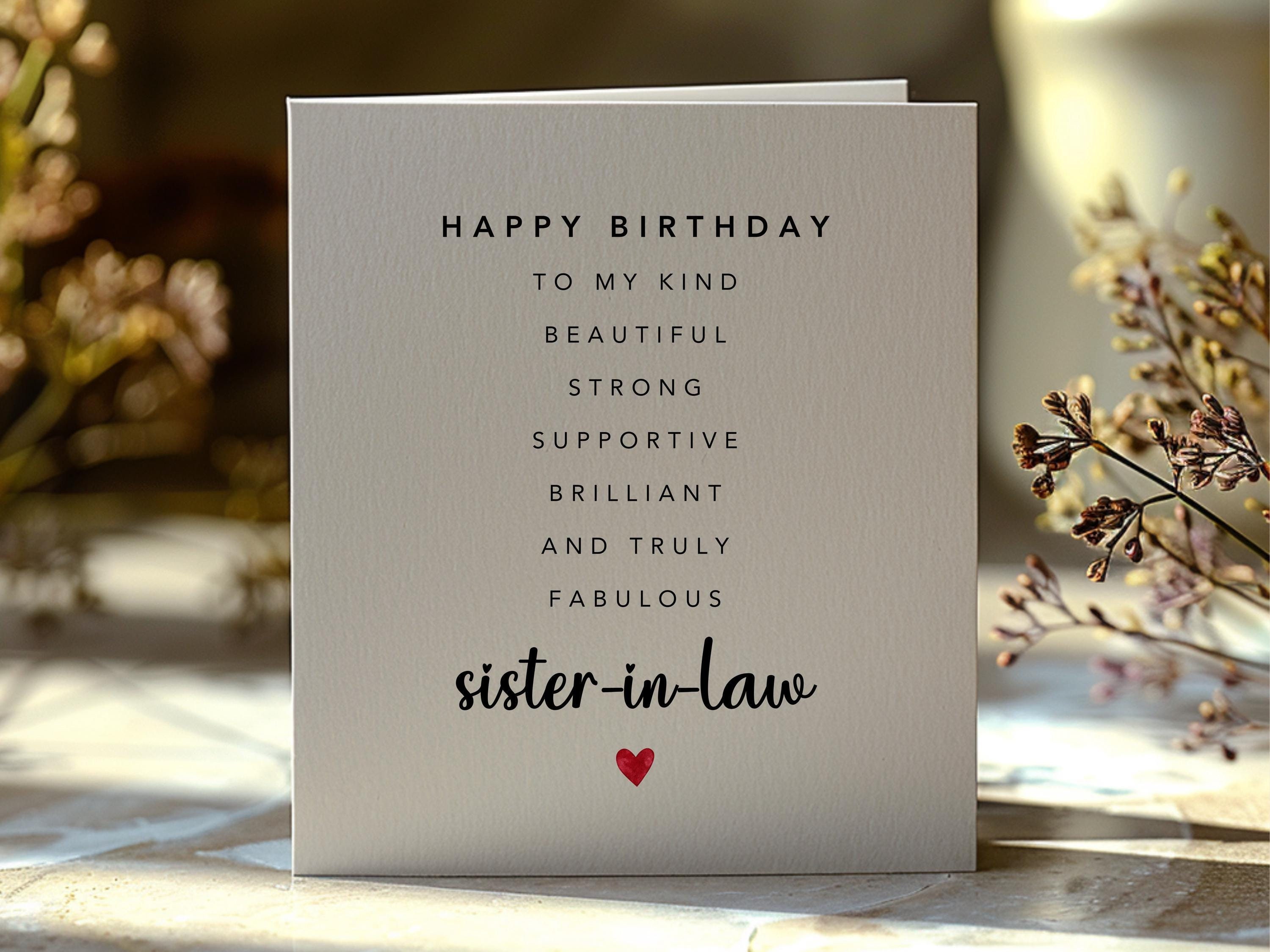 Sister-in-Law Birthday Card - (JJ-V637) - A Birthday Wish - from The Velvet Range - Embossed with A Foiled & Flittered Finish