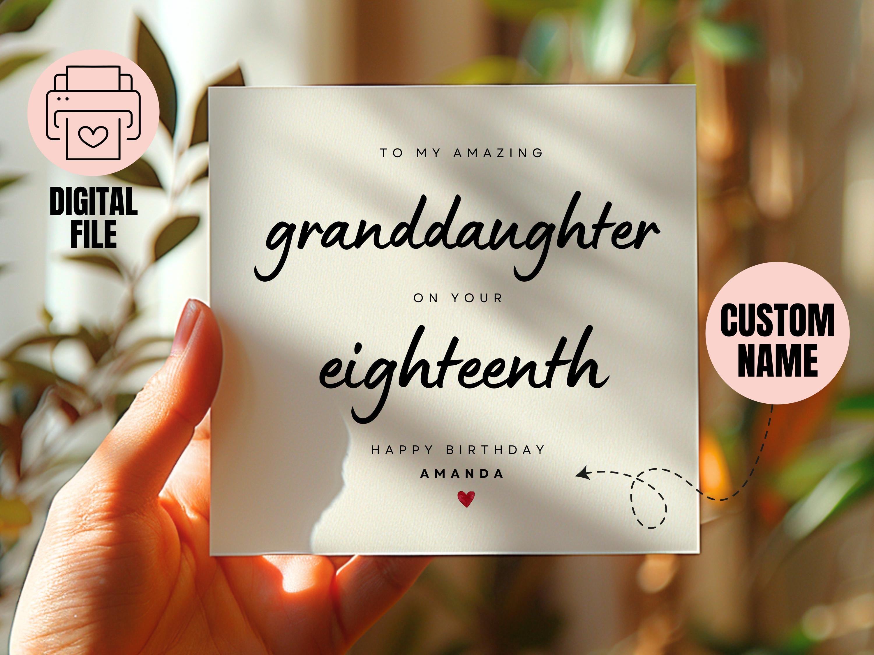 Personalized Granddaughter 18th Birthday Card, 18 Years Old ...