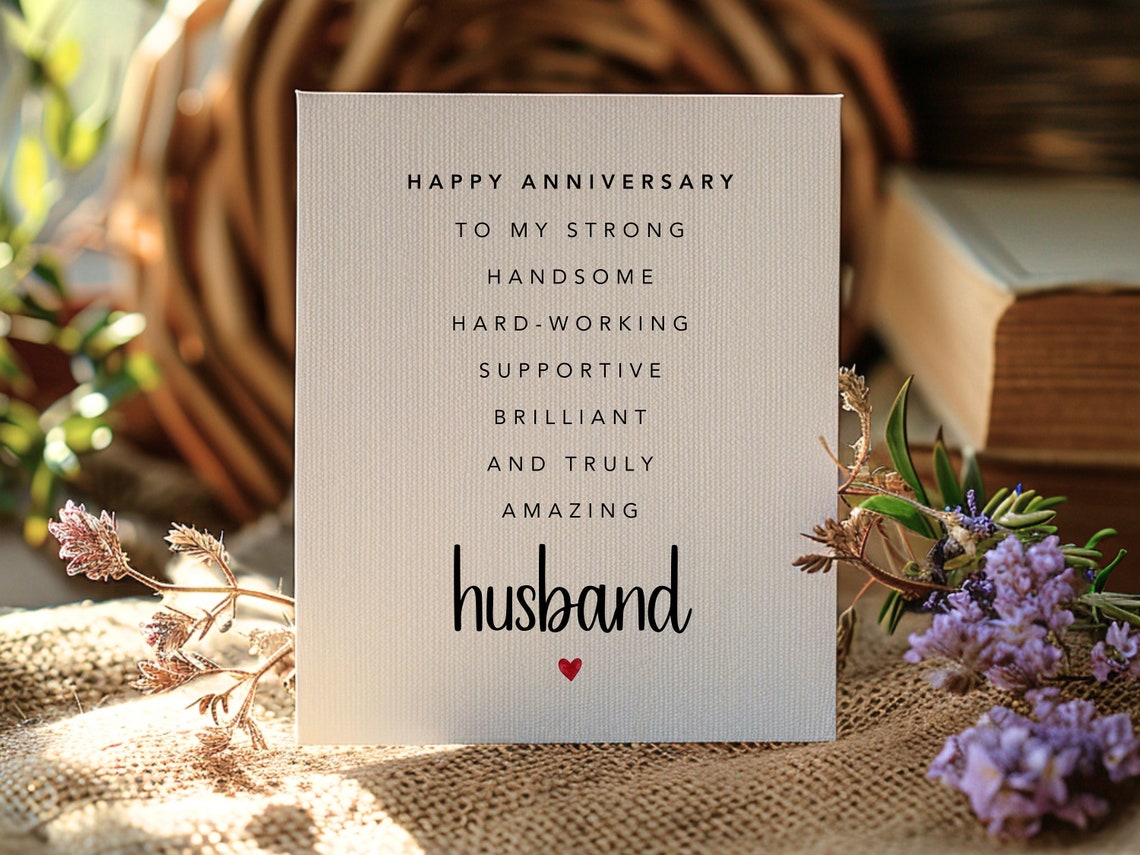 Printable Anniversary Card for Husband With Poem, Romantic Anniversary