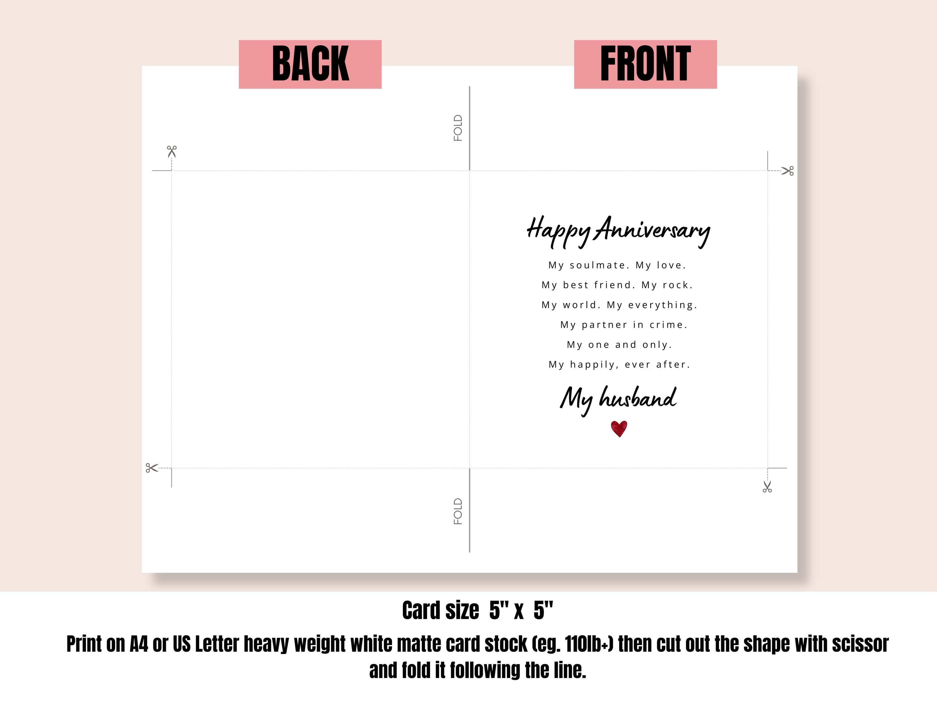 Husband Anniversary Card, Printable Poem Card for Best Husband, Love ...