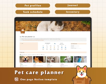 Notion Pet Care Tracker, dashboard huisdiergezondheid, sjabloon met één pagina (aanpasbaar)