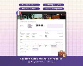 Notion Business Planner, gestionnaire entreprise, freelancer dashboard (Customizable Notion Template)