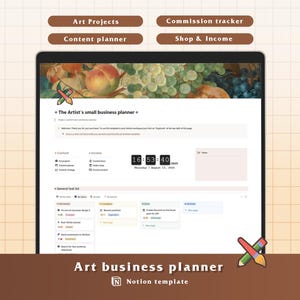 Notion Art Business Planner, Commission, Shop, Content Tracker (Customizable Notion Template)
