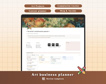 Notion Art Business Planner, Commission, Shop, Content Tracker (Customizable Notion Template)