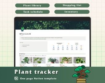 Notion plant tracker template, houseplant manager, notion plant dashboard, gardening template, aesthetic notion template