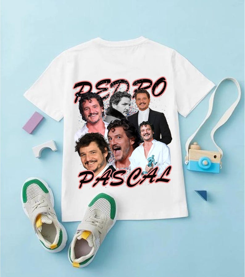T-shirt Pedro Pascal - Coton Doux - Design Graphique Acteur - Pour Fans De Séries Et Cinéma - Homme/Femme - Coupe Confortable