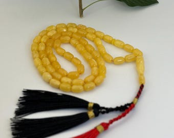 Amber rosary, amber misbah, baltic amber islamic prayer 66 beads, 43g rosary, tesbih, subha, misbaha, kehribar, pure amber, genuine amber