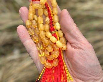 100% Natural Amber Rosary, amber misbah, baltic amber islamic prayer, 45 beads, 29.3 g rosary, tesbih, subha, kehribar, pure amber