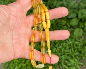 Natural Amber Bead, Rosary Amber Baltic Islamic Prayer, 33 Beads, 18.5g Rosary, Tesbih, Subha, Misbaha, Kehribar, Pure amber, LARGE SİZE