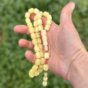Rosario de ámbar báltico natural con 33 cuentas color miel, 47,6 g de ámbar puro, cuentas de oración musulmanas, ámbar puro, cuentas musulmanas