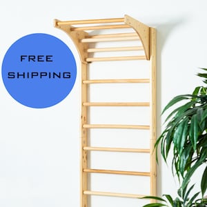 Wooden Sport Ladder with Chin-Up Bar, Best Item for Gym and Yoga Studio