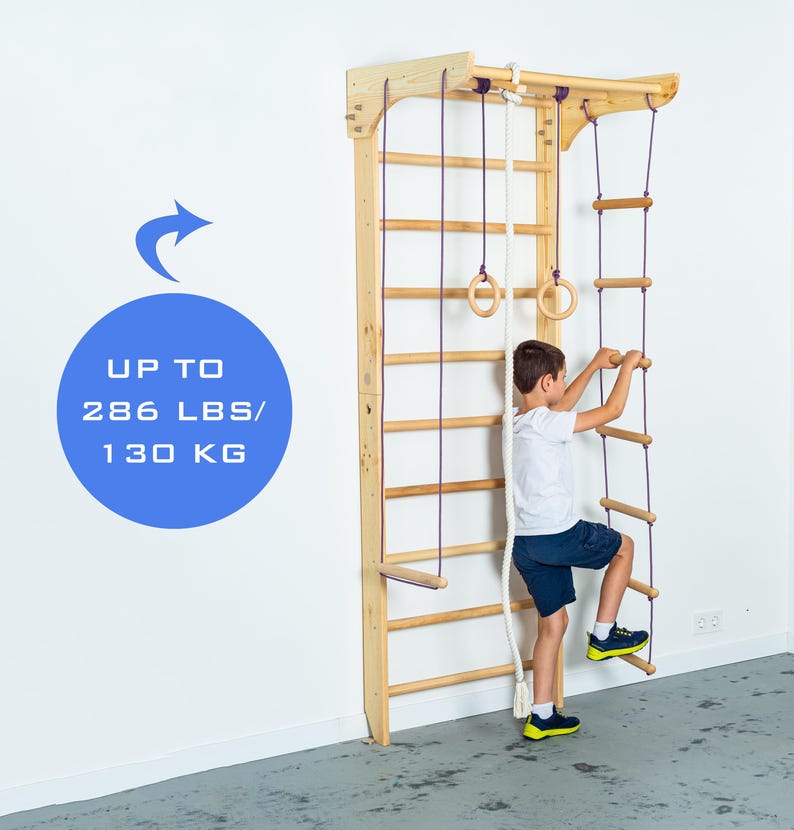 Ring Rope Ladder Natural Wooden Swedish Sport Ladder With Rope Attachments – Versatile ...