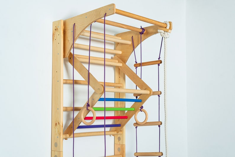 Swedish Sport Ladder With Adjustable Pull up Bar, Rope Attachments and ...