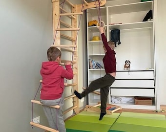 Sport ladder made of natural wood for kids and adults