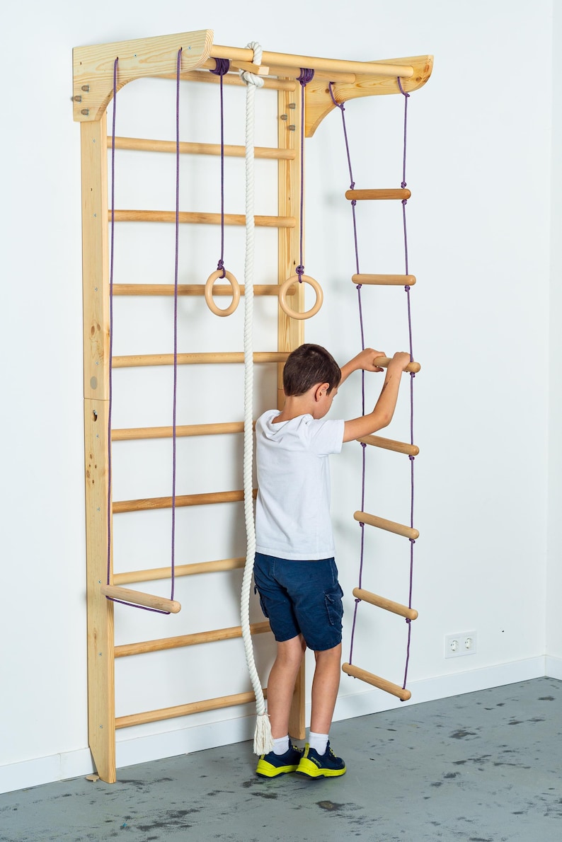 Bars And Ropes Sport Ladder With Fixed Pull-up Bar and Rope Swing Attachments for Home ...