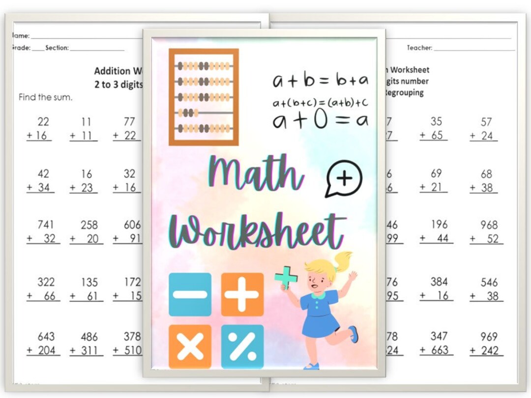 Math Worksheet - Addition Worksheet - Etsy Australia