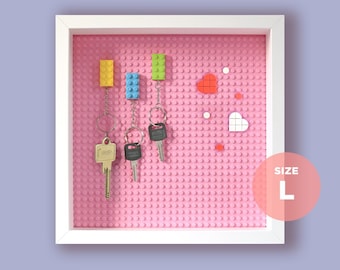 LEGO Compatible Key Holder, Wall Organizer with Brick Keychains