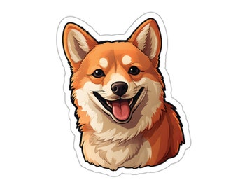 Shiba Inu Sticker, Dog Breeds, Dog Stickers, Laptop Decals, Pet Stickers, Dog Face Stickers, Vinyl Stickers, Laptop Stickers