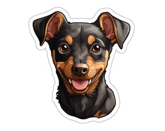 Miniature Pinscher Sticker, Dog Breeds, Dog Stickers, Laptop Decals, Pet Stickers, Dog Face Stickers, Vinyl Stickers, Laptop Stickers