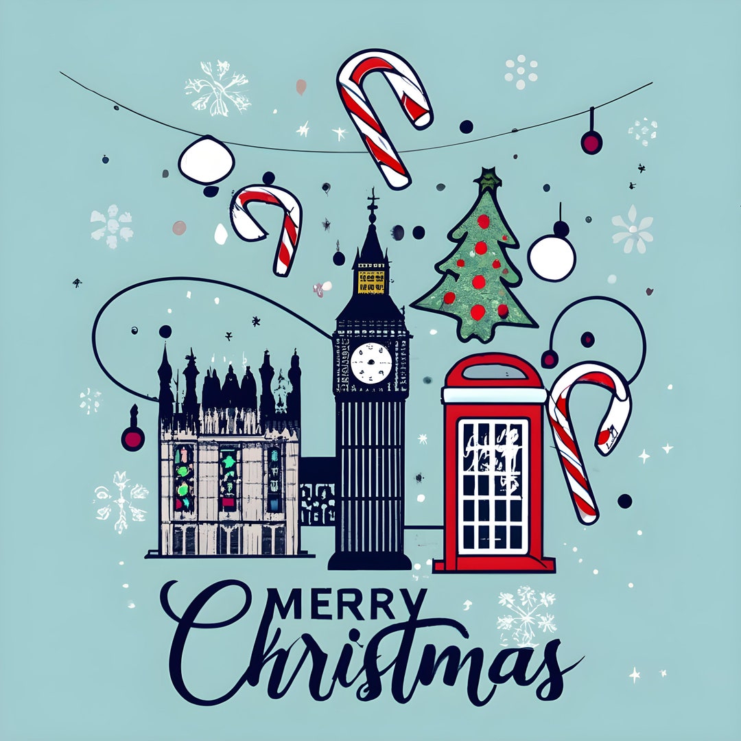 London England Christmas Map Sublimation Print Thanksgiving Etsy