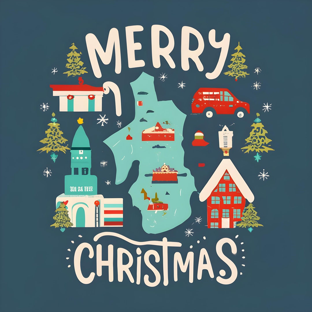 Finland Christmas Map Sublimation Print Thanksgiving Etsy