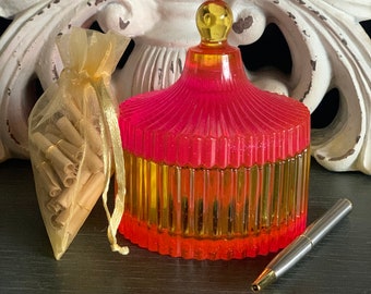 Small Resin Prayer Box, God Box, Worry Box - Sparkling Pink and Springtime Yellow Carousel-Shaped