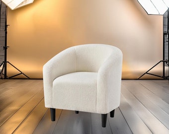 Accent Barrel Chair, Faux Fur Club Chair, Modern Lounge Sofa, Soft Padded Armchair, Suitable for Living Room Bedroom Reception Room Office