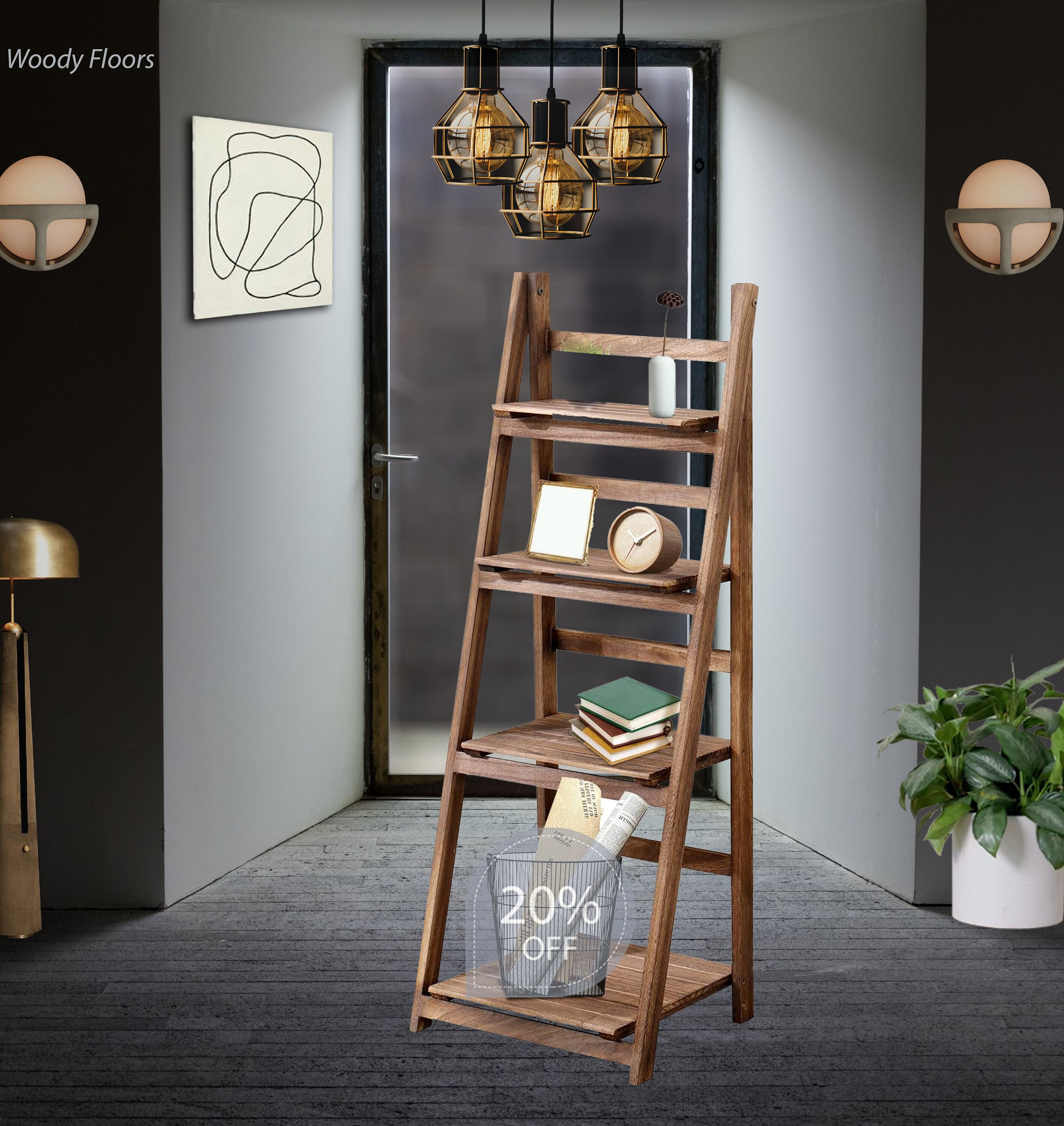 Light wood 2024 ladder shelf