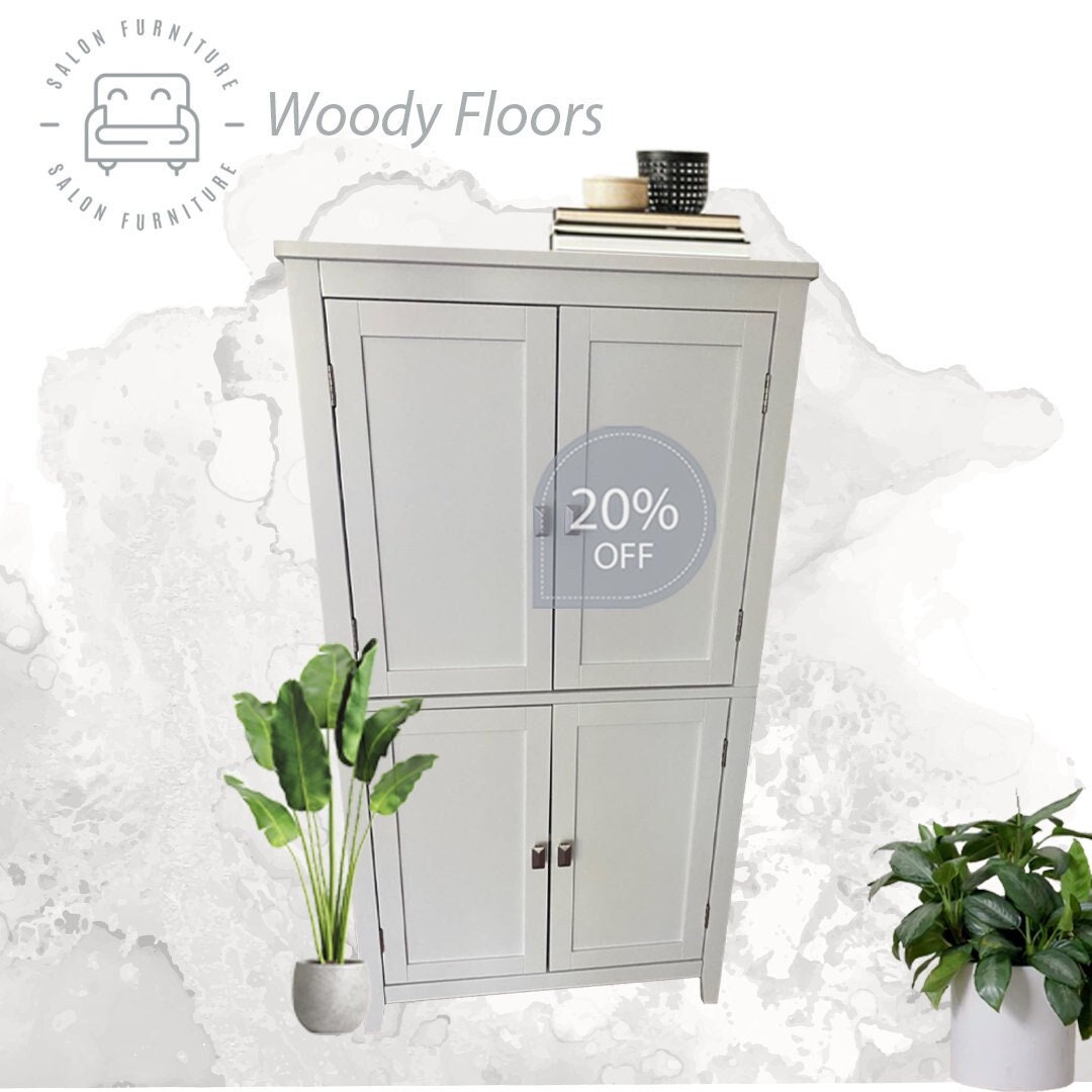Costway Bathroom Floor Cabinet Freestanding Storage Organizer W/2 Doors- White by B&Q