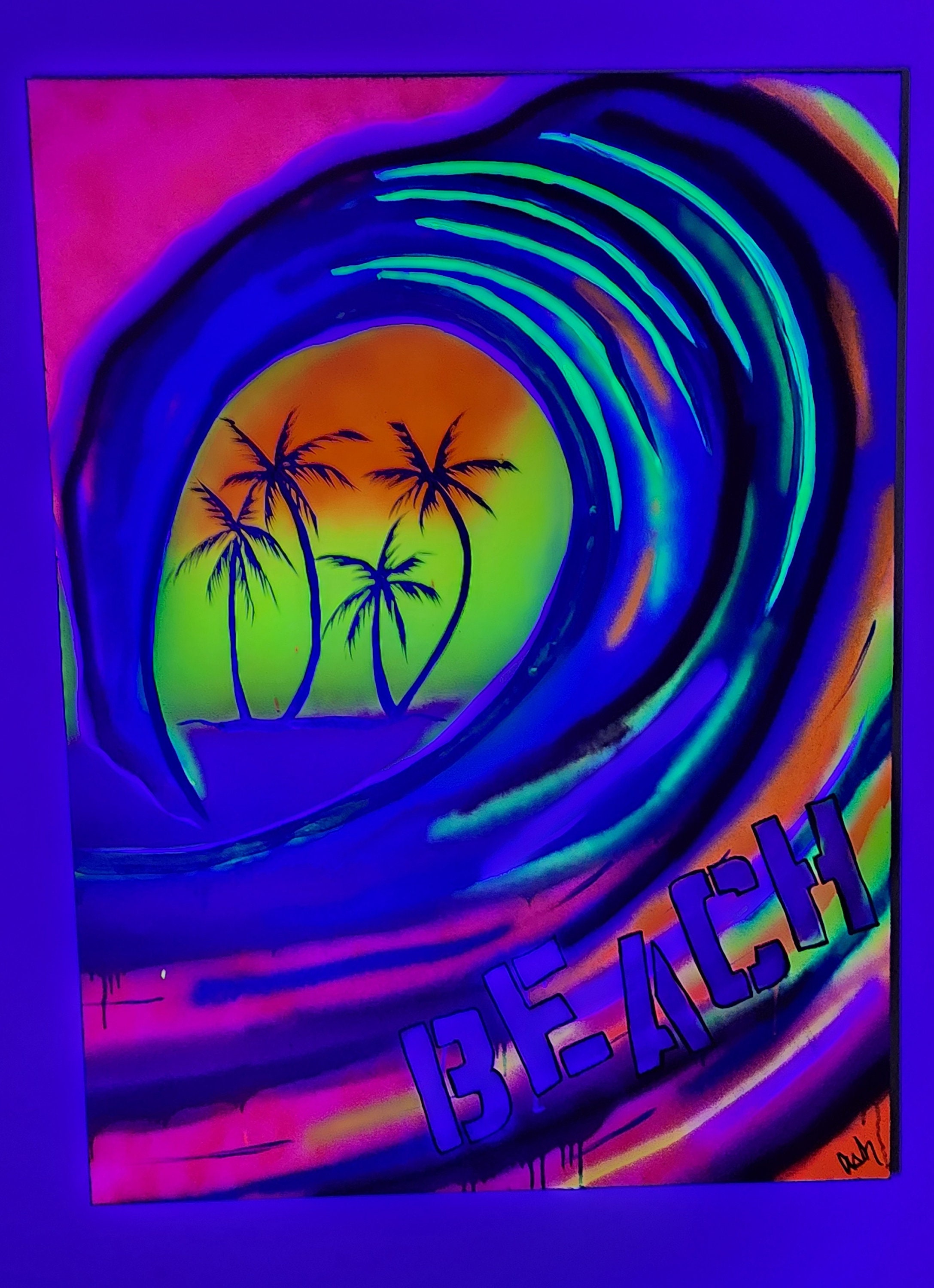 Hand Painted Black Light Tropical Beach Wave - Etsy