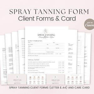 Editable Spray Tan Forms, Spray Tanning Business, Client Intake Consent Form, Sunless Tanning Spa Consultation, Esthetician Forms, Spa Forms