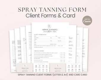 Editable Spray Tan Forms, Spray Tanning Business, Client Intake Consent Form, Sunless Tanning Spa Consultation, Esthetician Forms, Spa Forms
