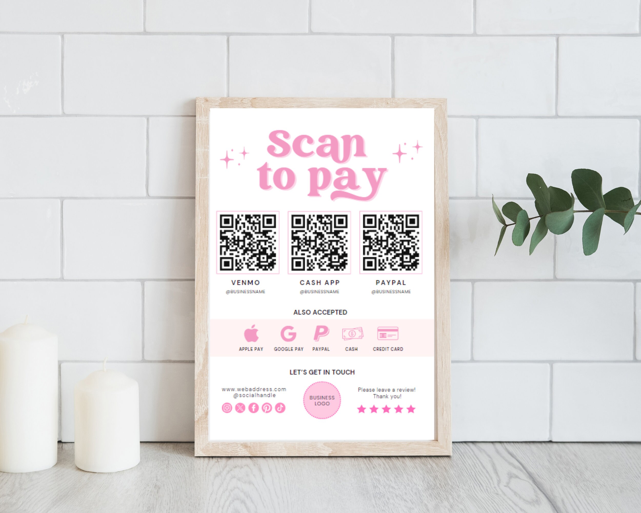 Editable Scan to Pay Sign QR Code Sign Template, Printable Payment Sign ...