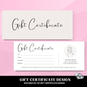 Beauty Salon Gift Card, Boutique Gift Certificate Template, Printable Gift Voucher,  Hair, Lash, Braid, Nail, Makeup, Spa, Boutique, Wig