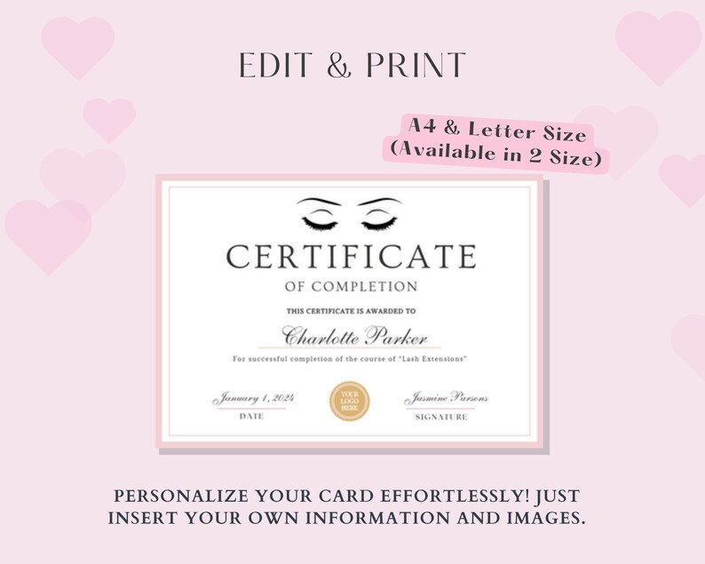 Editable Certificate of Completion, Training Certificate Template ...
