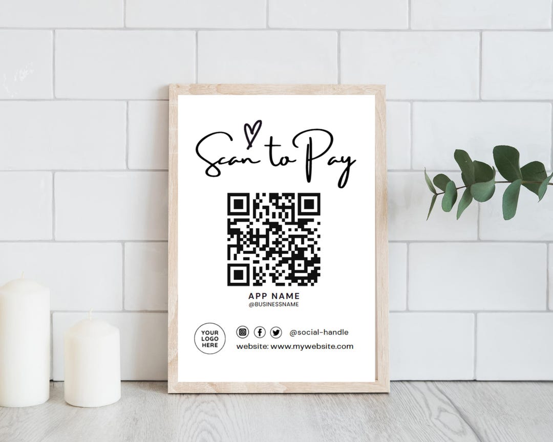 Editable Scan to Pay Sign QR Code Sign Template, Printable Payment Sign ...