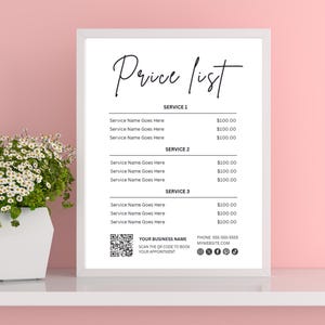 DIY Price List Template, Editable Price List Template Canva, Nail Salon Business Price List Nail Tech Editable Canva Template Custom Menu