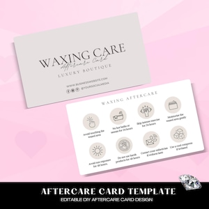 Waxing Aftercare Card, Hair Removal Aftercare Card, Waxing Card, Aftercare Instructions, Waxing Aftercare Card for Clients, Waxing Salon