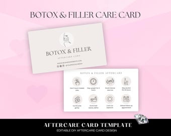 Botox and Filler Aftercare Card, Filler After Care, Botox After Care, Filler Aftercare Card Dermal Fillers, Client Post Care, Canva Editable